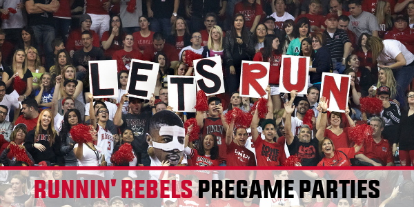 Runnin' Rebels Pregame Parties Banner - Rebels fans holding Lets Run sign up