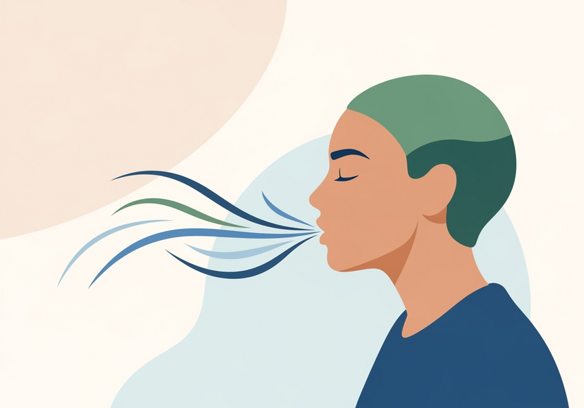 Illustration of a man breathing