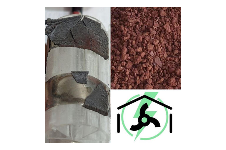 A collage of rocks and an energy symbol