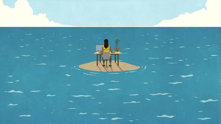 Woman alone on an island