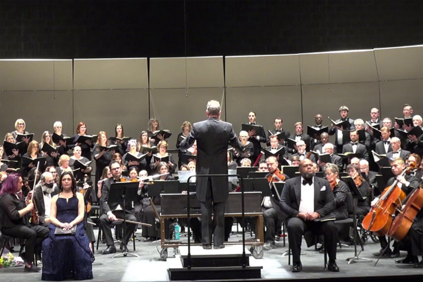 Guest conductor Randy Pagel conducts the Southern Nevada Musical Arts Society singers, orchestra, and soloists