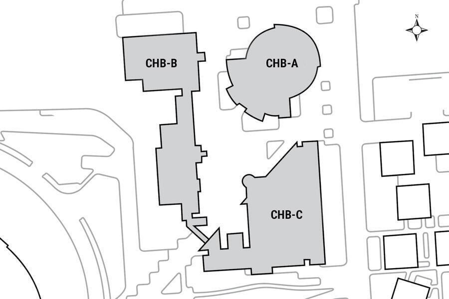 Aerial map showing buildings within this complex