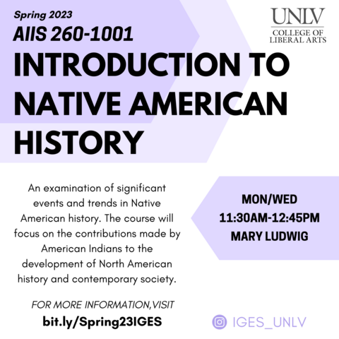Flier for AIIS 260. A white and purple geometric background with black text that relays the course information through graphic design and visual formatting..