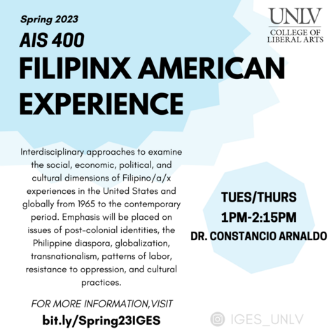 Flier for AIS 400. A white and blue background with black text that relays the course information through graphic design and visual formatting..