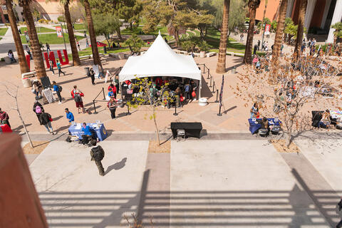 A public square outside of the Student Union
