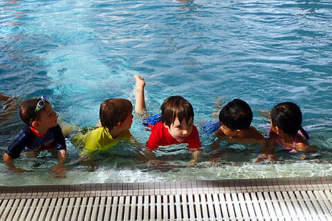 Group of children in the pool